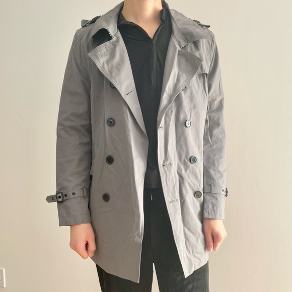 SELECTED GREY TRENCH COAT JACKET - M - Picture 9 of 14